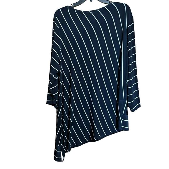 Chicos Travelers Tunic Top Womens XL Multicolor Stripe Acetate Slinky Blouse - Picture 6 of 9